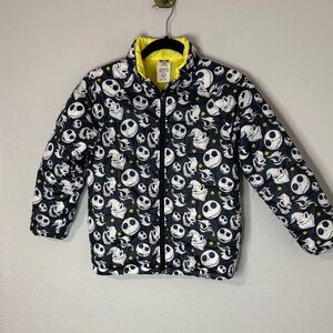 Disney Parks Nightmare Before Christmas Black Yellow Puffer Jacket
